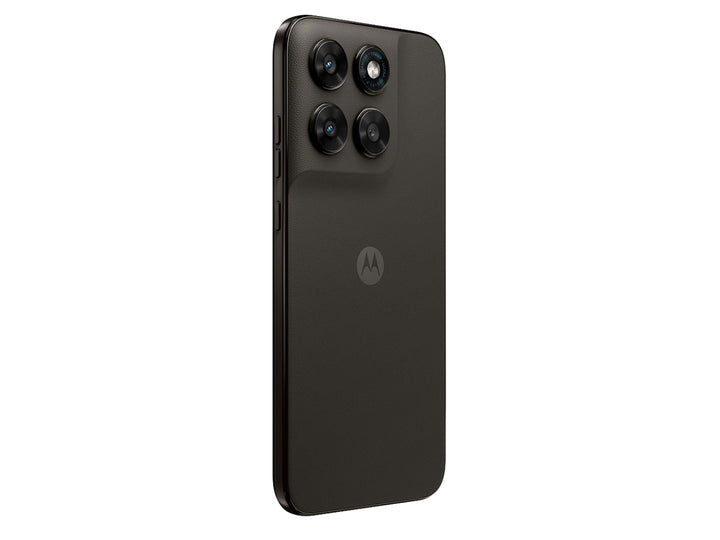 Teléfono Motorola Moto G77 en color café, vista frontal y posterior sobre fondo blanco.