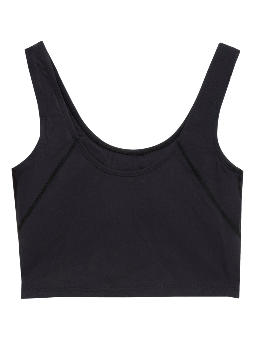Top deportivo negro de marca Voit para mujer, estilo crop top con cuello redondo.