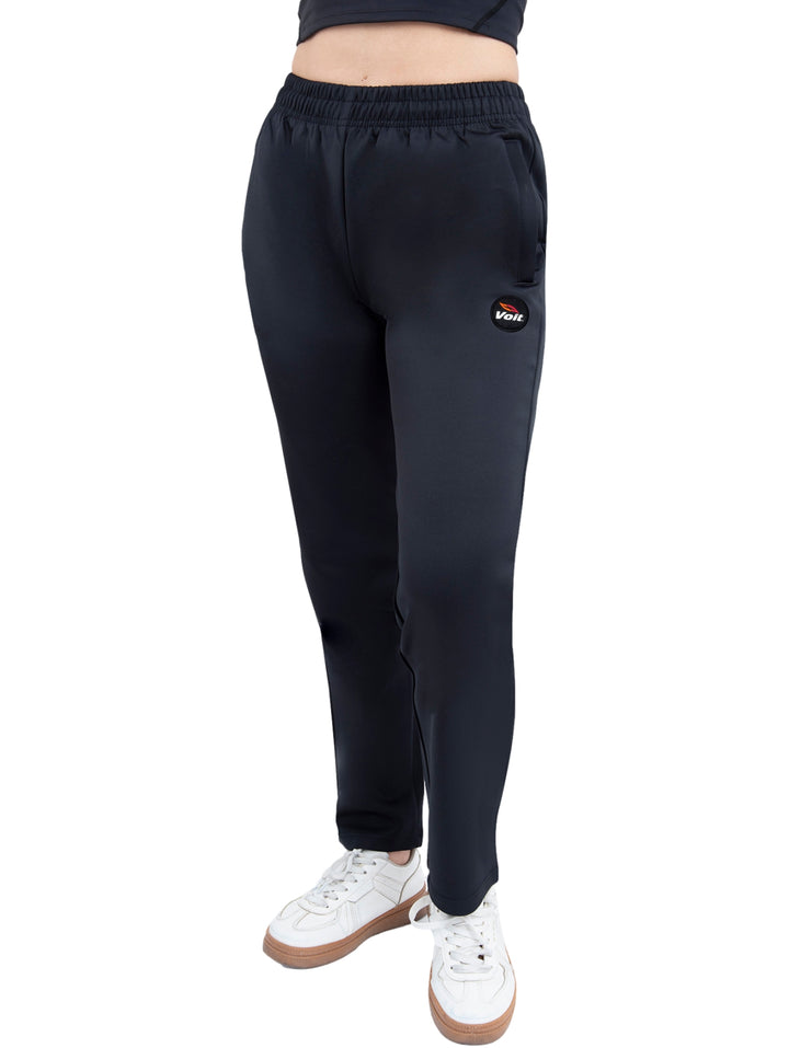 Pantalones deportivos negros de la marca Voit para entrenamiento con cintura elástica.