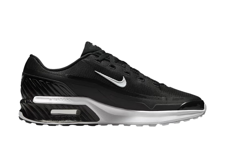 Tenis Nike Air Max color negro con suela blanca y logotipo de la marca en blanco.