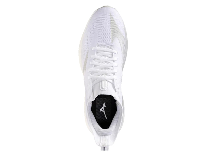 Tenis deportivos Mizuno Neo Zen 2 en color blanco con detalles en azul claro y suela blanca robusta.