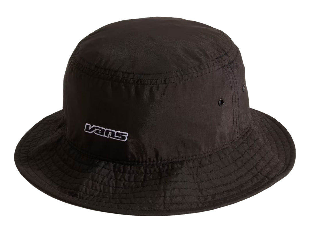 Sombrero bucket color negro con logotipo de Vans en blanco.