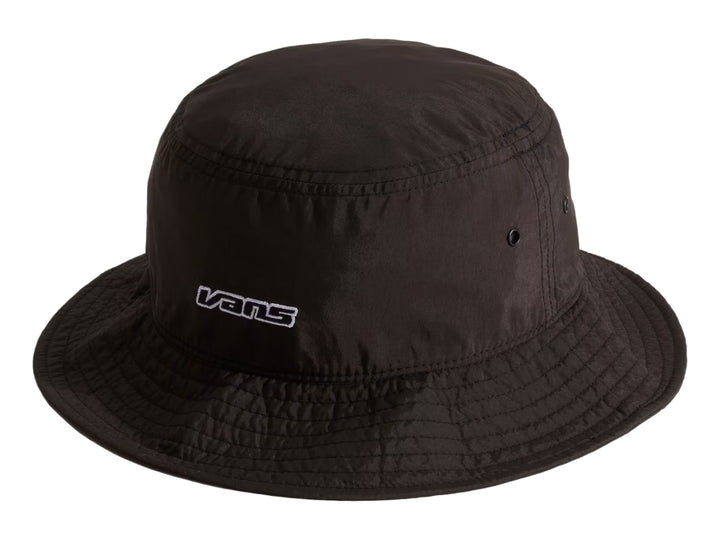 Sombrero bucket color negro con logotipo de Vans en blanco.