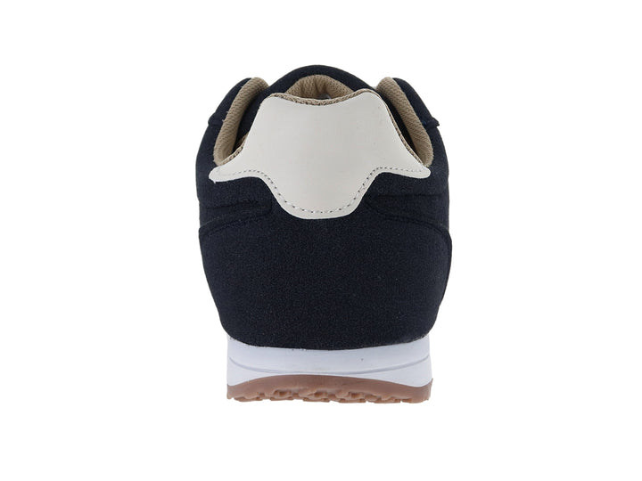 Tenis ATOK color marino con franjas laterales y suela color latte para mujer.