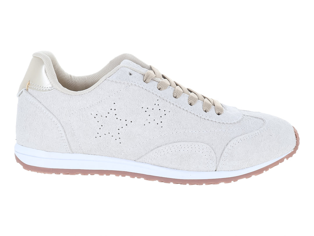 Tenis ATOK color hielo con suela blanca y detalle brillante en el talón.