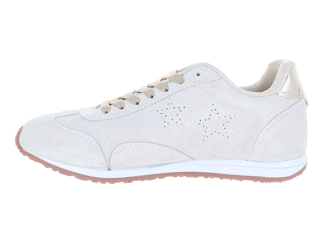 Tenis ATOK color hielo con suela blanca y detalle brillante en el talón.