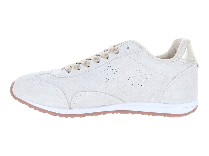 Tenis ATOK color hielo con suela blanca y detalle brillante en el talón.