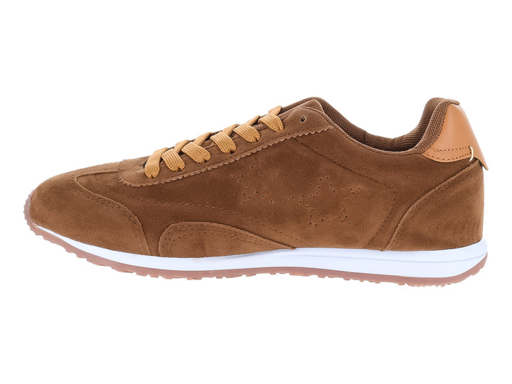 Tenis ATOK color camel con suela blanca y cordones a juego.