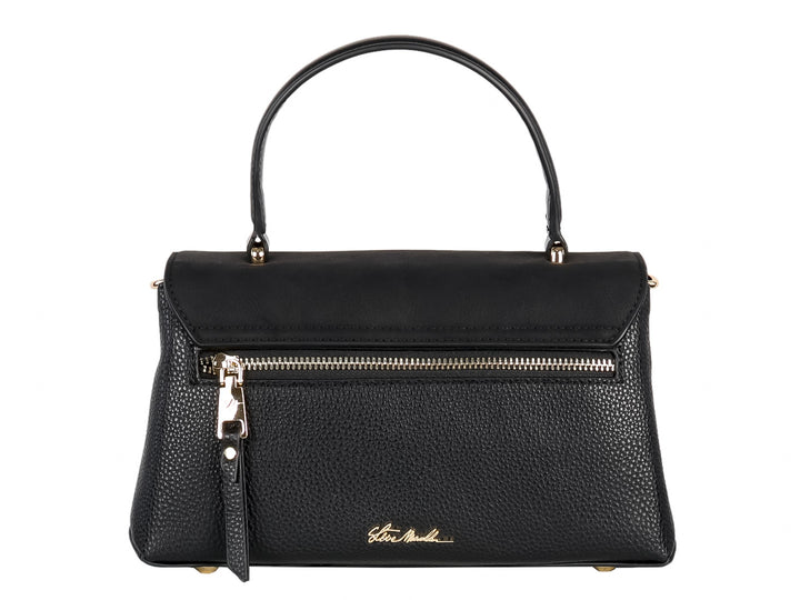 Bolsa negra Steve Madden con asa superior y broche metálico dorado.