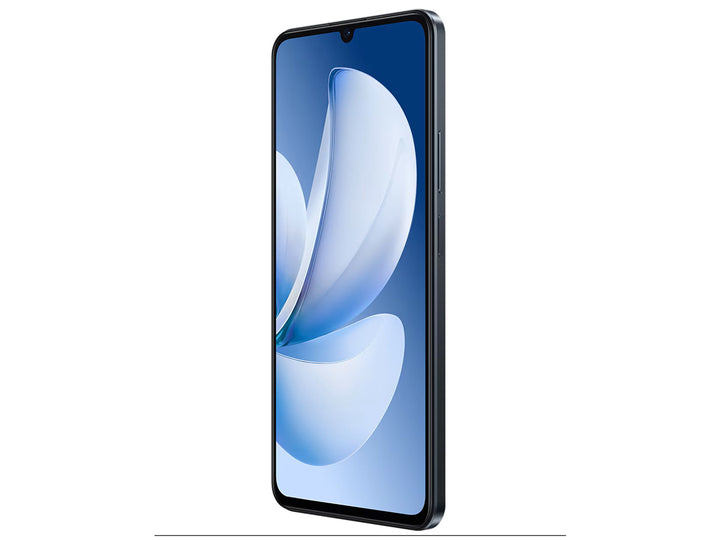 Smartphone Realme Note 70 en color negro, vista frontal de la pantalla y vista posterior de las cámaras.