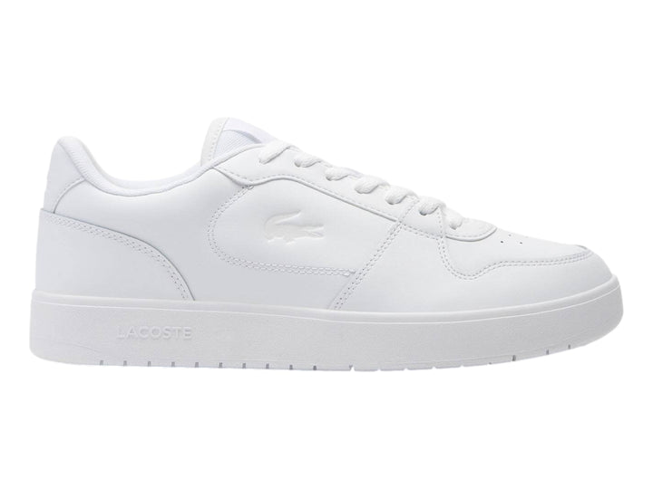 Tenis Lacoste Court Ace en color blanco total con suela plana y diseño minimalista.