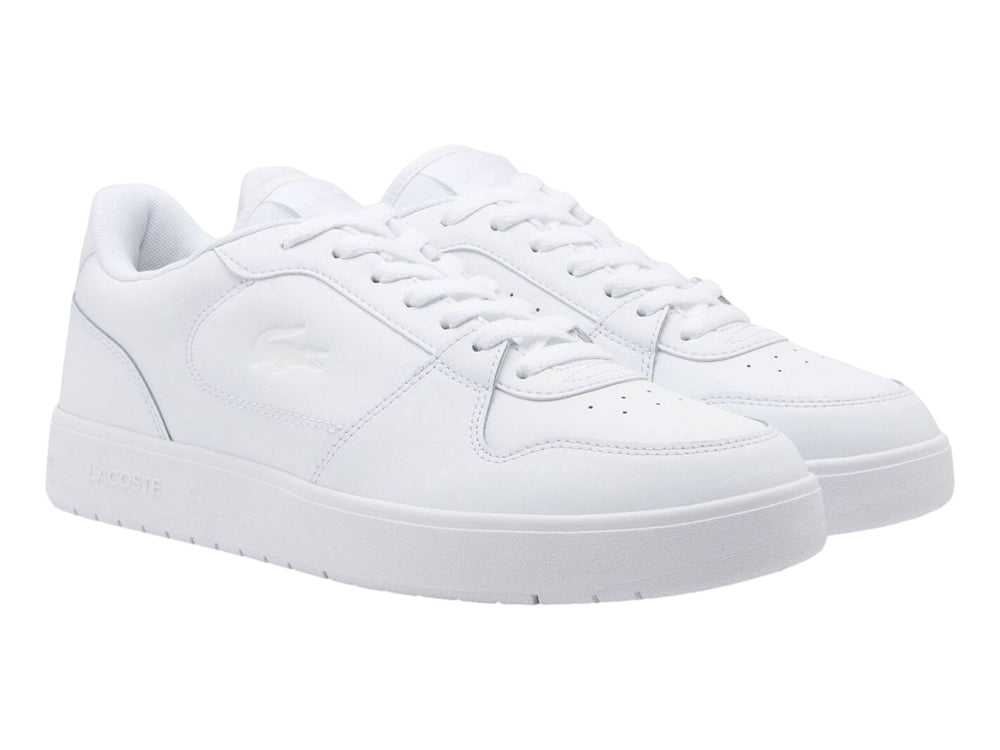 Tenis Lacoste Court Ace en color blanco total con suela plana y diseño minimalista.