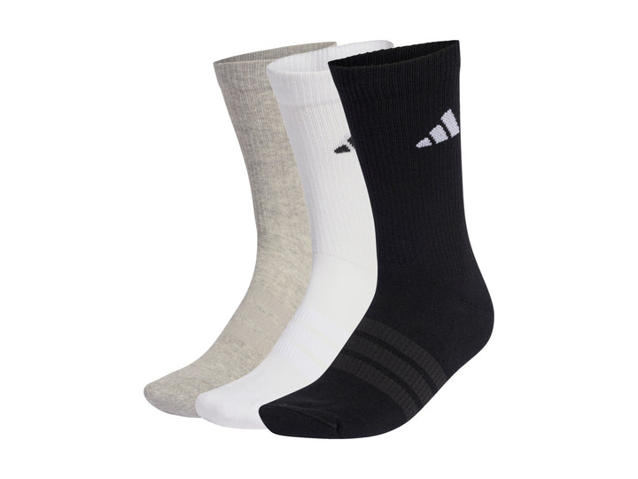 Paquete de 3 pares de calcetas Adidas Sportswear en colores negro, blanco y gris claro.