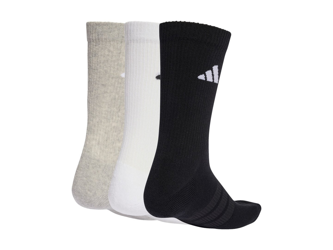 Paquete de 3 pares de calcetas Adidas Sportswear en colores negro, blanco y gris claro.