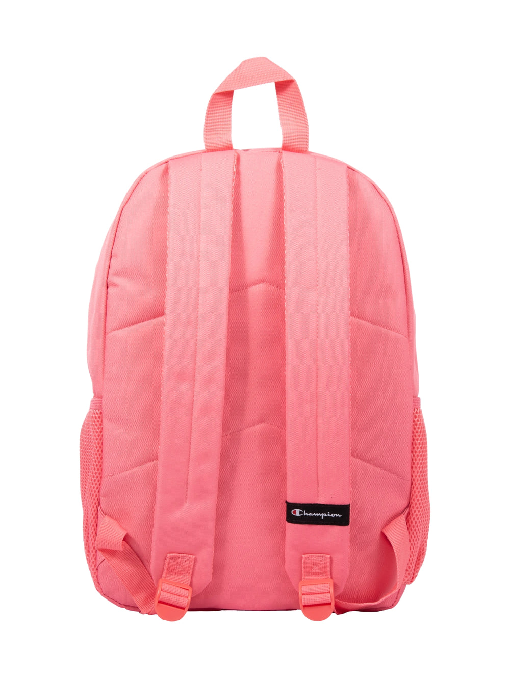Mochila escolar color rosa de la marca Champion con estuche a juego.