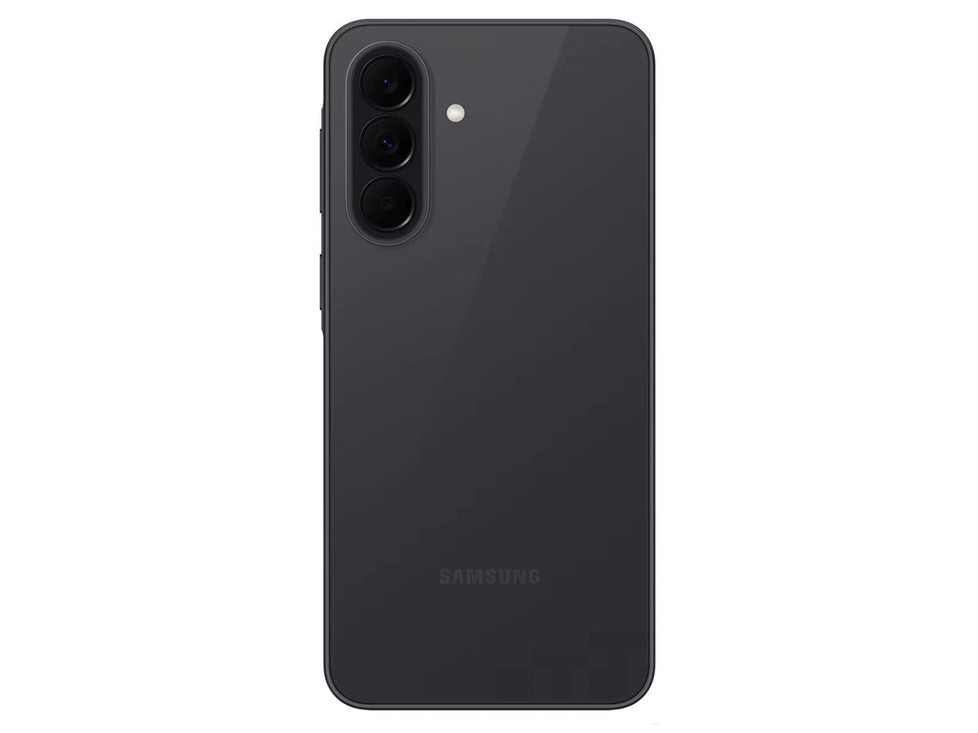 Smartphone Samsung Galaxy A37 5G en color negro, vista frontal y posterior.