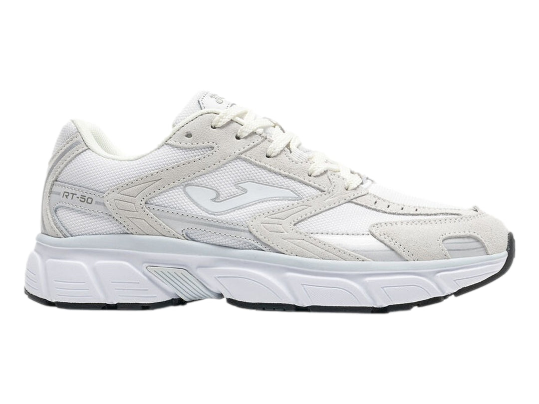 Tenis deportivos Joma modelo RT-50 en color blanco total para hombre.