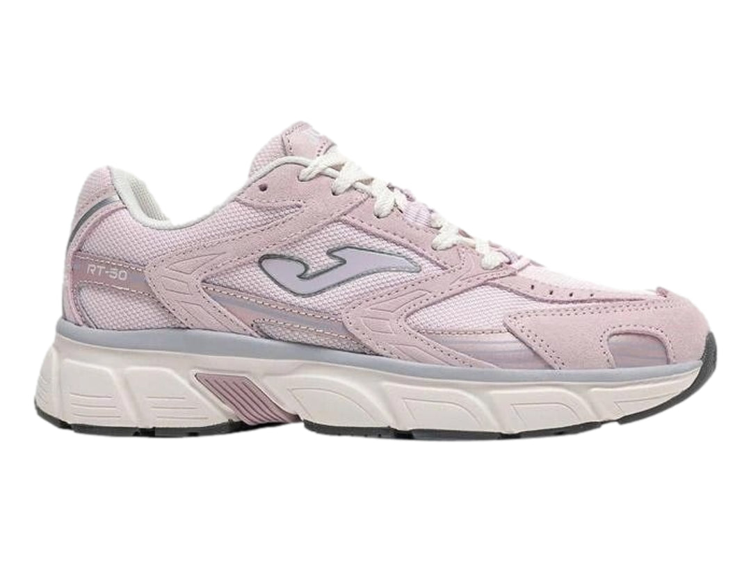 Tenis deportivos Joma para mujer en color rosa con detalles en gris y blanco.