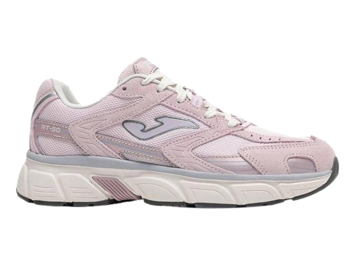 Tenis deportivos Joma para mujer en color rosa con detalles en gris y blanco.