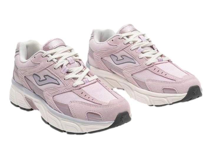 Tenis deportivos Joma para mujer en color rosa con detalles en gris y blanco.