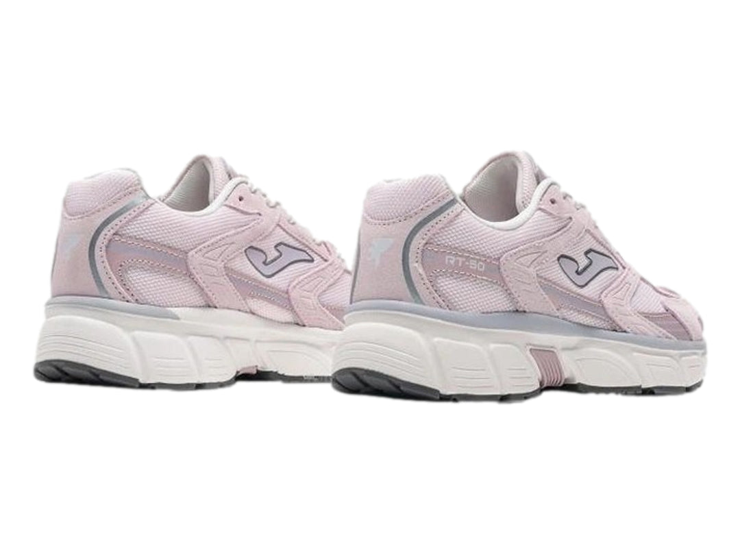 Tenis deportivos Joma para mujer en color rosa con detalles en gris y blanco.