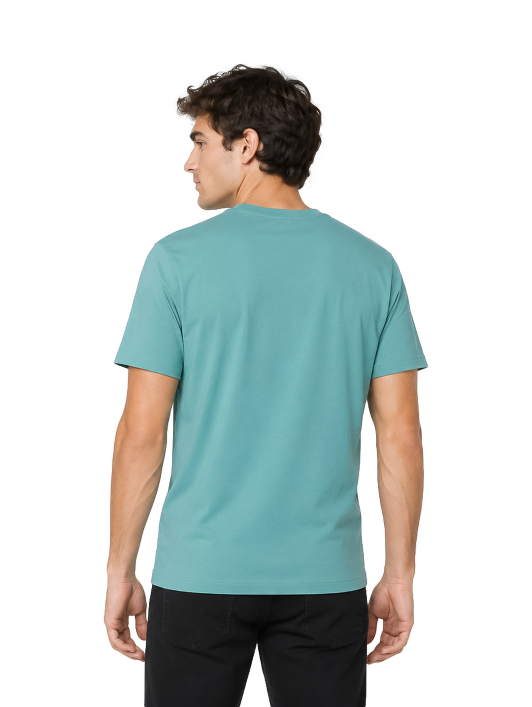 Hombre vistiendo una playera de manga corta color Broken Jade de la marca Hurley.