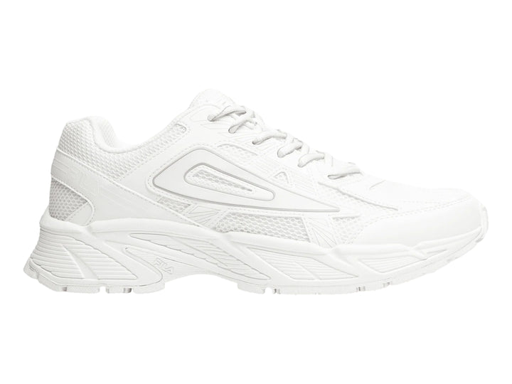 Tenis deportivos FILA color blanco con detalles de malla y suela robusta.