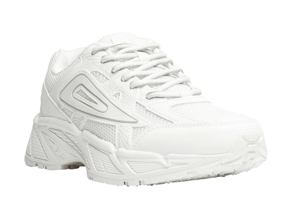 Tenis blancos Fila Decypher 98/26 para mujer con diseño deportivo y detalles en malla.