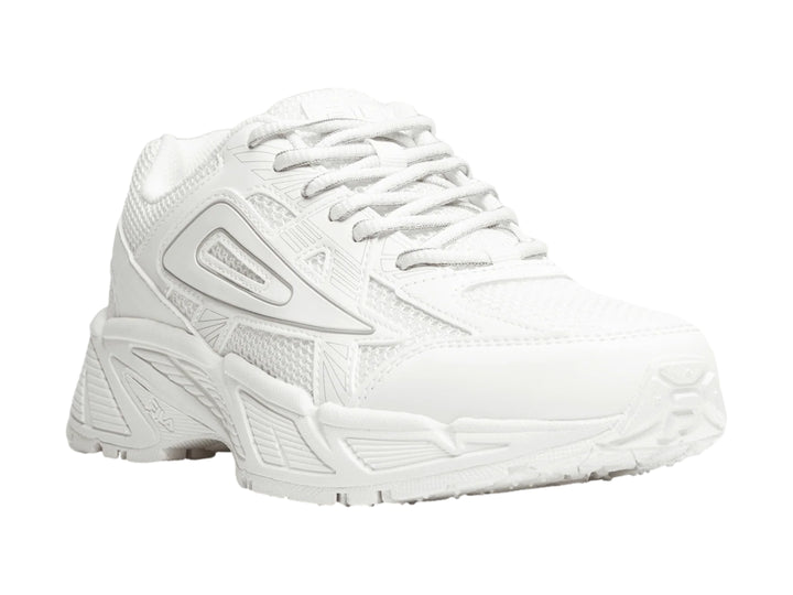 Tenis blancos Fila Decypher 98/26 para mujer con diseño deportivo y detalles en malla.