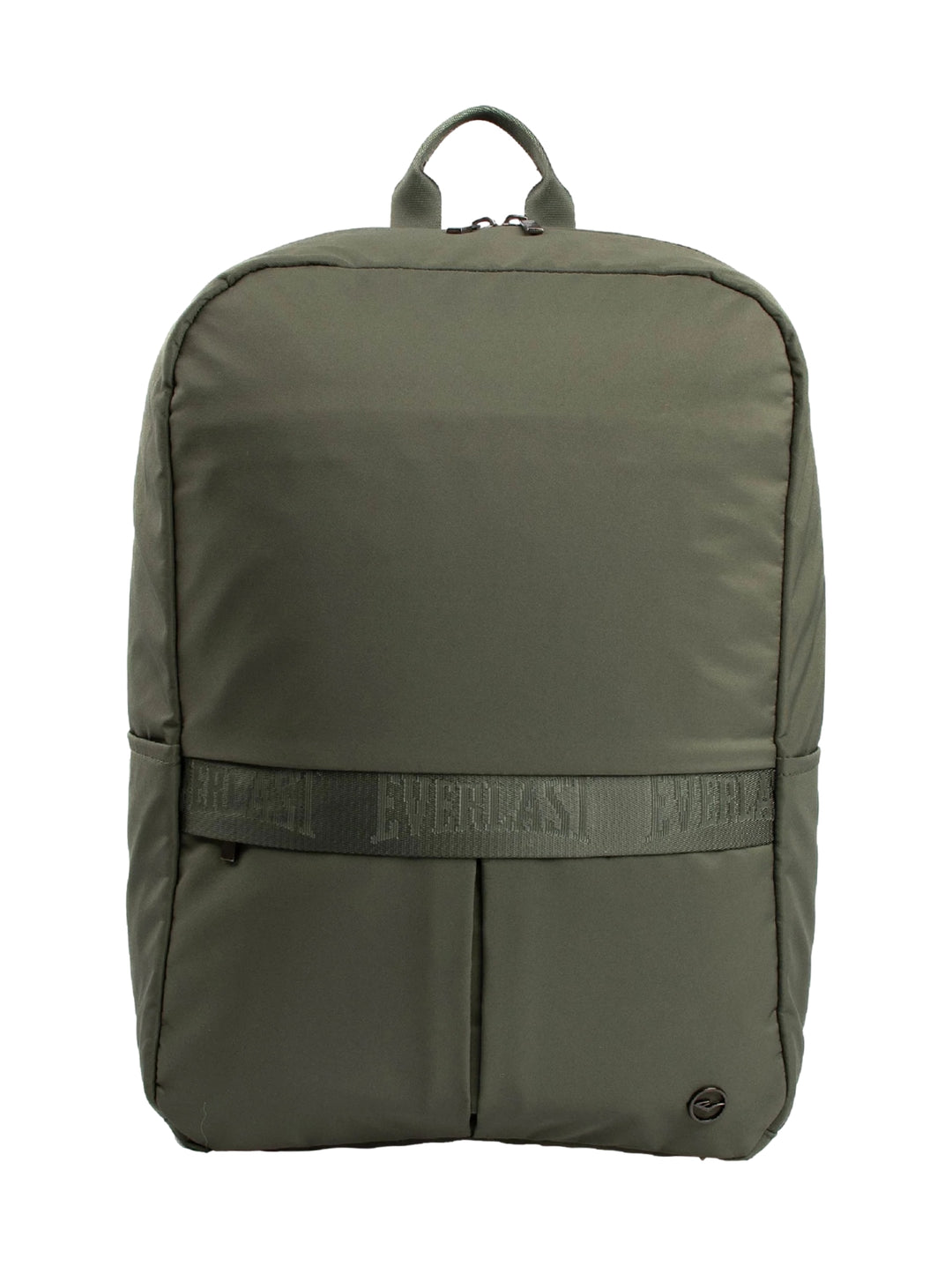 Mochila escolar color verde oscuro de la marca Everlast con logo en la correa frontal.