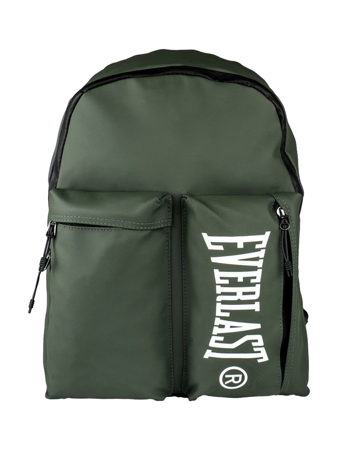 Mochila escolar Everlast de color verde con logotipo blanco en el bolsillo frontal y detalles en negro.