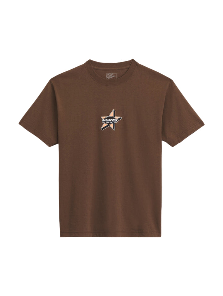 Camiseta de manga corta color marrón vintage cocoa con un logo de estrella de VANS en el pecho.