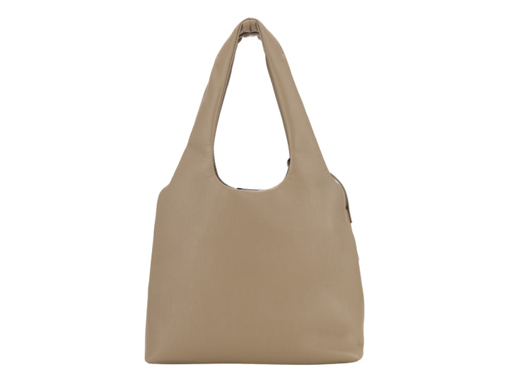 Bolsa Cloe color fango con un pequeño monedero acoplado y asa superior.