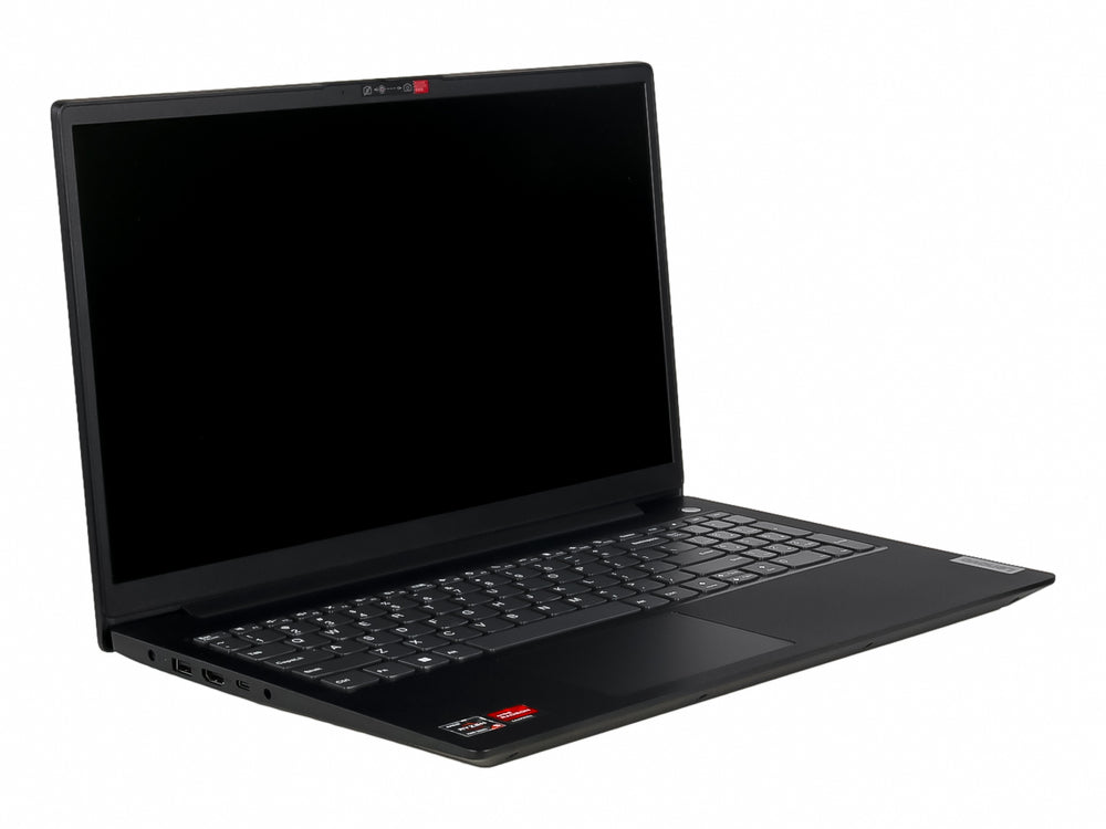 Laptop Lenovo V15 G4 de color negro con pantalla y teclado visibles sobre fondo blanco.