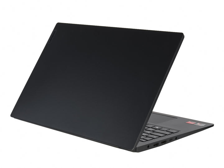 Laptop Lenovo V15 G4 de color negro con pantalla y teclado visibles sobre fondo blanco.