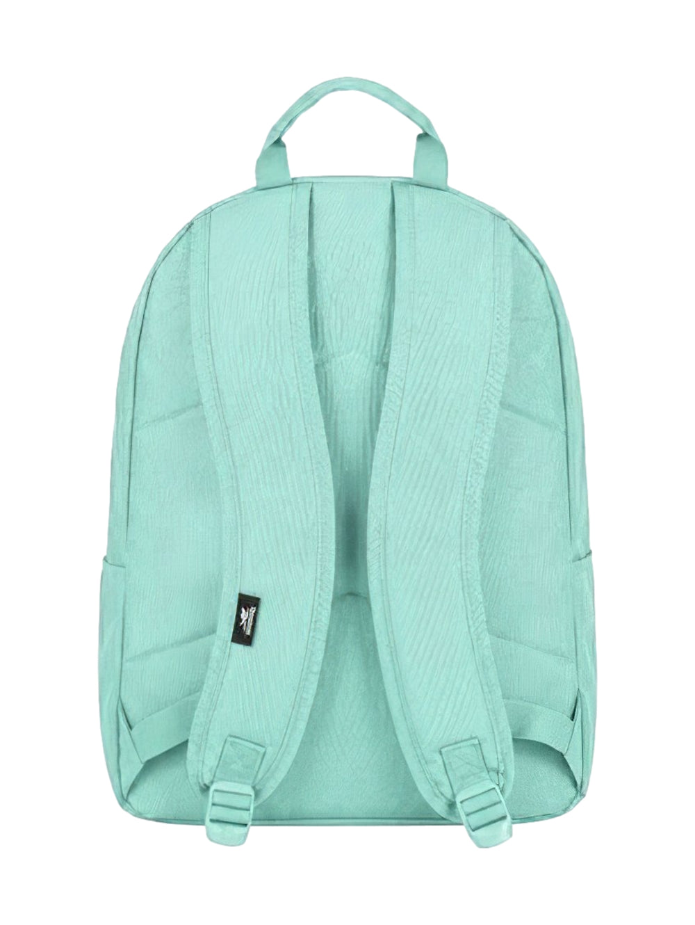 Mochila escolar Reebok de color azul claro con logotipo blanco y bolsillo frontal.