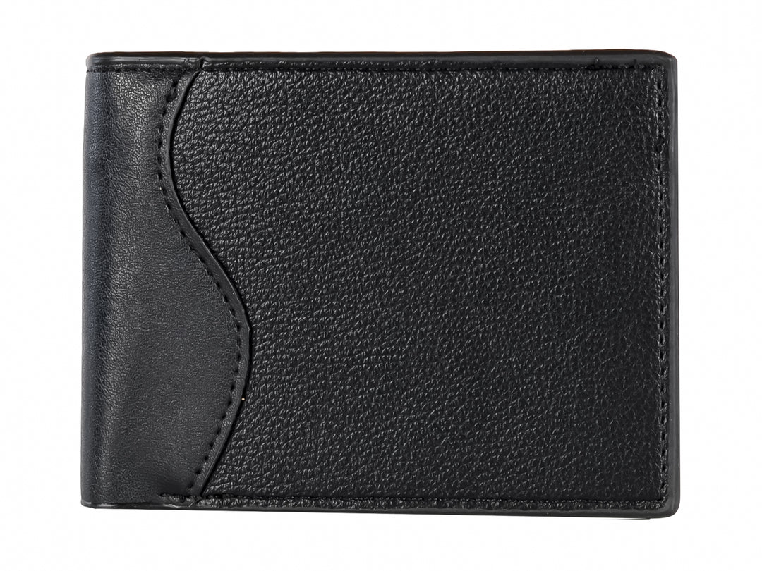 Cartera Torrente de color negro con diseño de texturas mixtas en cuero.