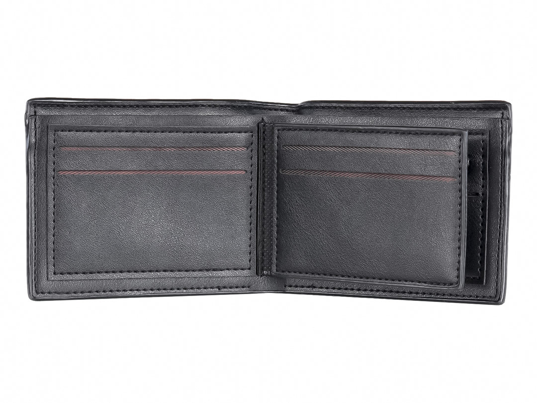 Cartera Torrente de color negro con diseño de texturas mixtas en cuero.