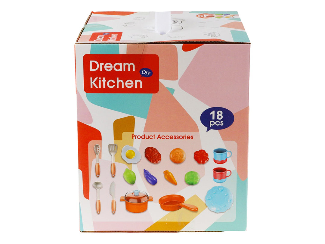Set de cocina de juguete multicolor Dream Kitchen con accesorios, empaquetado en caja para niños mayores de 3 años.