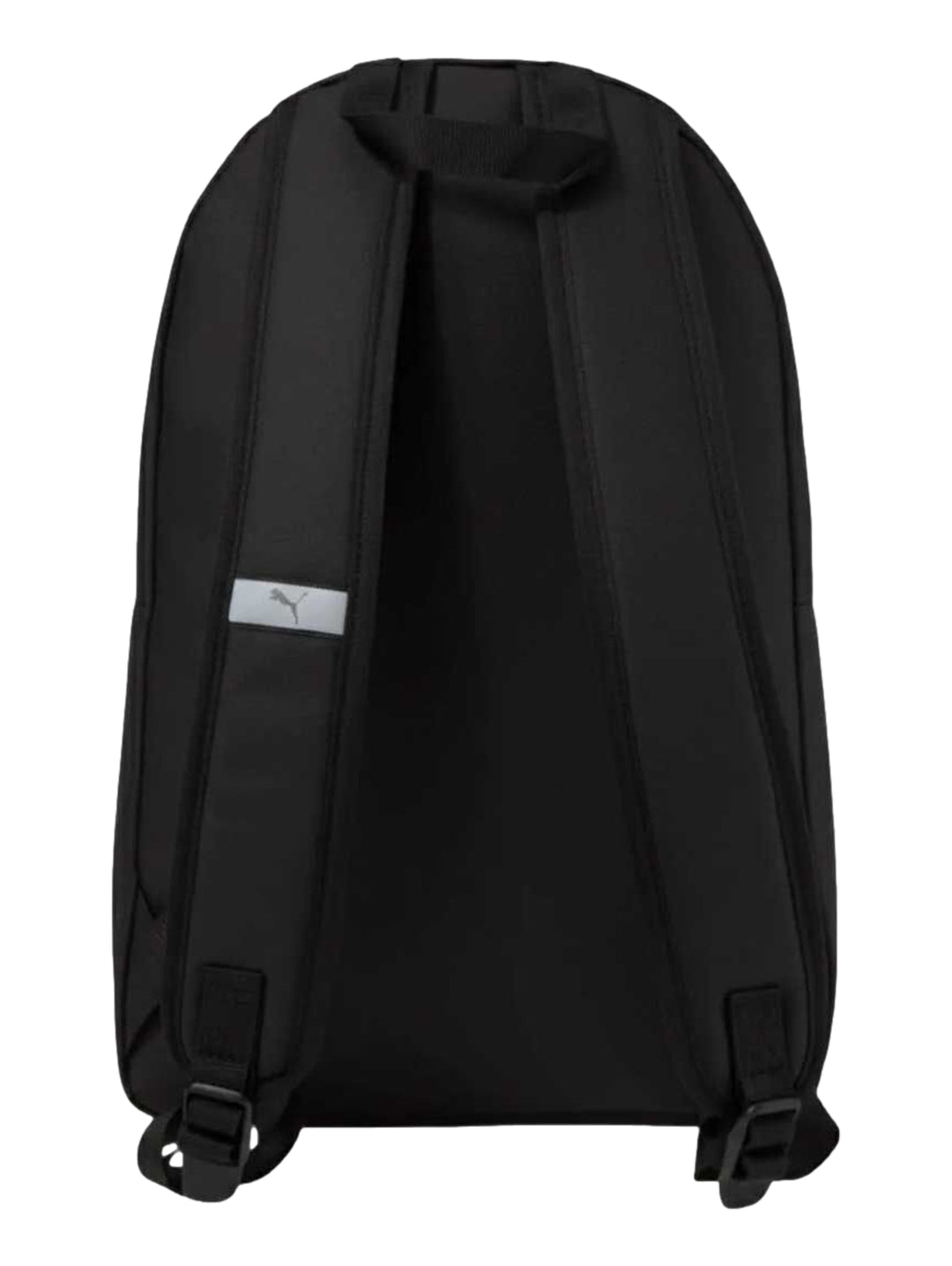 Mochila Puma de color negro con logotipo dorado en la parte frontal y un bolsillo con cierre.
