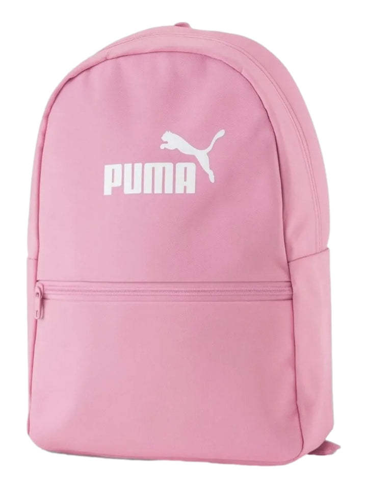 Mochila PUMA de color rosa con logotipo blanco frontal.