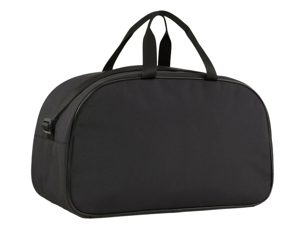 Bolso deportivo Puma de color negro con logotipo blanco en el frente y asas superiores.