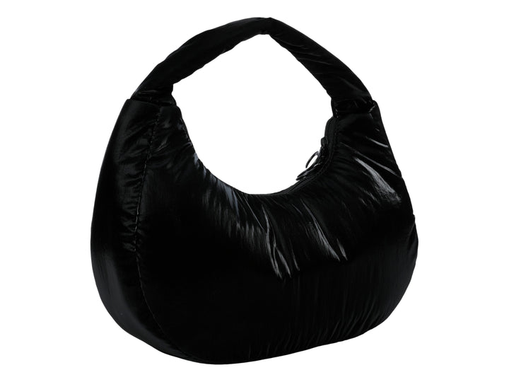 Bolso hobo color negro brillante de la marca PUMA con asa superior.