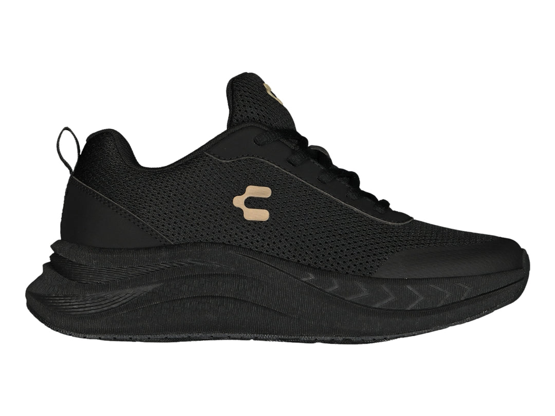 Tenis casuales Charly color negro para mujer con suela gruesa y tejido transpirable.