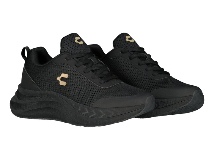 Tenis casuales Charly color negro para mujer con suela gruesa y tejido transpirable.