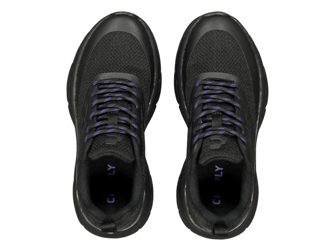 Tenis deportivos Charly Light Sport color negro para mujer con suela gruesa y tejido transpirable.