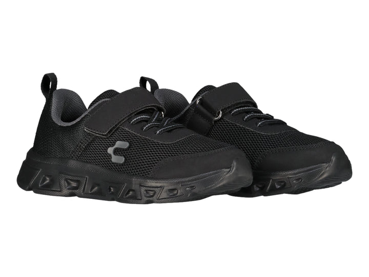 Tenis deportivos Charly color negro para niño con cierre de velcro y suela gruesa.