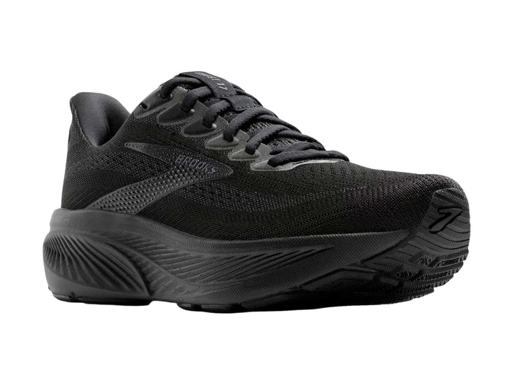 Tenis Brooks Ghost 17 color negro para hombre, vista lateral sobre fondo blanco.