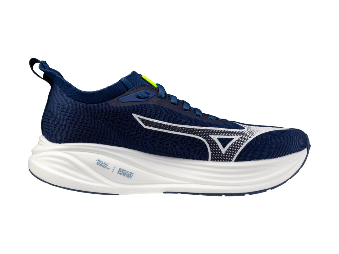 Tenis deportivos Mizuno Neo Zen 2 color azul con suela blanca y detalles laterales blancos.