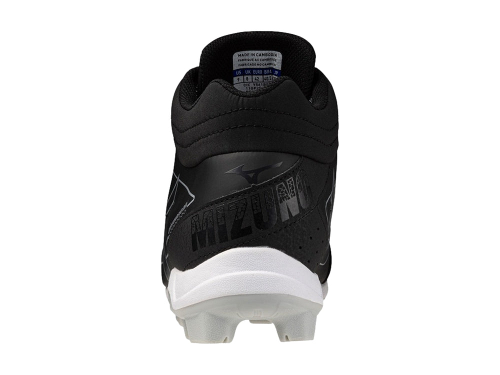 Zapato deportivo Mizuno CushionRevo Diamond de color negro con suela blanca y corte medio.
